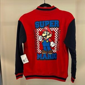 Super Mario Bros. Red and Black Varsity Jacket